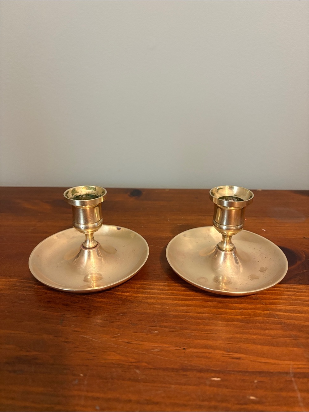 Pair of vintage brass taper candle holders